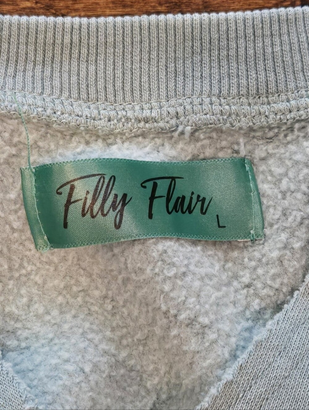 EUC Filly Flair Sweatshirt Size L Dusty Turquoise - Picture 5 of 7